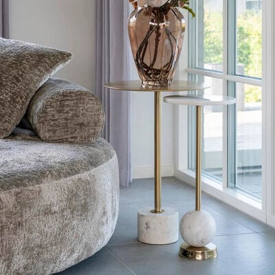 House Nordic Salo pyöreä sivupöytä Ø25,5 cm messinki/valkoinen